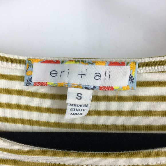 Eri + Ali Anthro Mustard White Striped Blouse - Picture 8 of 14